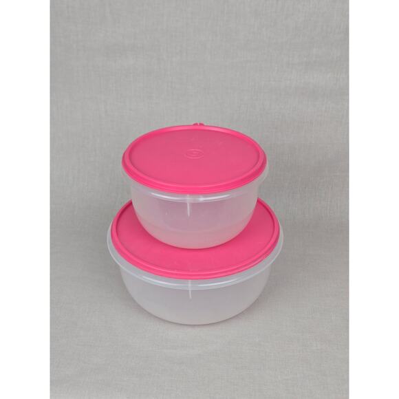 Set of 2 Tupperware Bowls (X and Z) with Pink Seal Lids - Picture 1 of 6